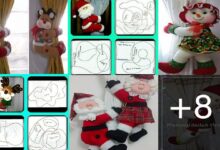 Aprende hacer agarradera de cortina de muñecos navideños con moldes
