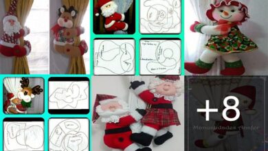 Aprende hacer agarradera de cortina de muñecos navideños con moldes